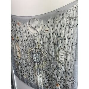 SWASH LONDON 100% Silk Large Scarf Wrap braids jewels fantasy motif print 2013